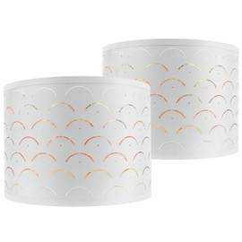 2PCS Light Shade Fabric Lamp Shade with Golden Inner Modern Lampshades for Ceiling Lights, Lamp Shades for Table Lamps, Floor Lamps, Living Room, Bedroom,Home Decor & Improvement Essential (White,13")