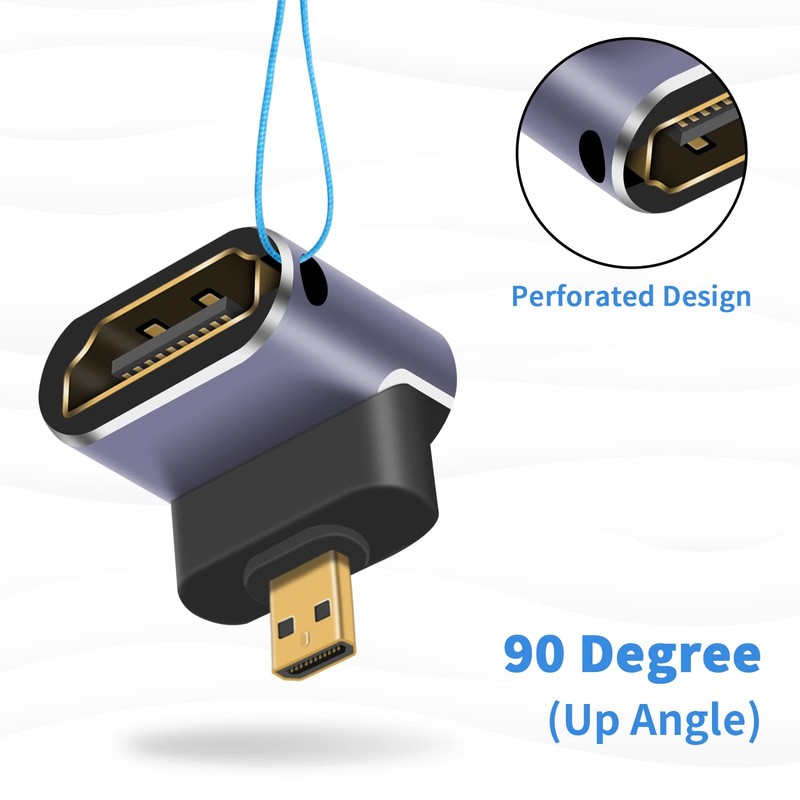 Duttek 8K 90 Degree Micro HDMI to HDMI Adapter, UP