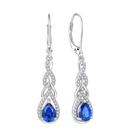 Starchenie Earrings 925 Sterling Silver Birthstone Cubic Zirconia Infinity Pendant Earrings for Women, Sterling Silver, Cubic Zirconia