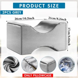 HunnmingRe 2 Pcs Knee Pillow Cover Satin Replacement Leg Pillowcase 10" x 8" x 6.3" Knee Pillowcase for Side Sleepers Soft & Breathable Pillowcase for Leg & Knee Foam Support Pillow