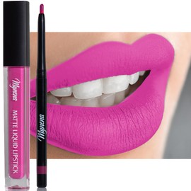 Pink Lip Kit Liquid Lipstick & Liner Set | Matte Long-Lasting Waterproof | Lightweight Full Coverage, No Smudge