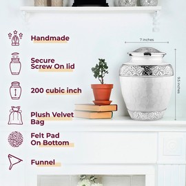 Trupoint Memorials Extra Large Urn for Ashes Adult Male or Female Up to 330 lbs – Cremation Urns for Human Ashes, Funeral Memorial Urns for Men & Women – Pearl