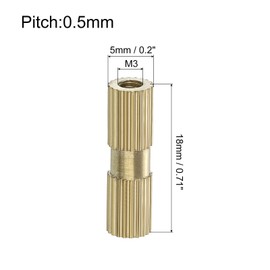 QUARKZMAN Knurled Insert Nuts, 30 Pieces M3 x 18 mm (L) x 5 mm (Diameter) Threaded Pressure Brass Nuts Female Thread Inserts Brass Heat Set Insert Nuts