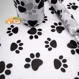 Hi Sasara 100 Sheets Dog Paw Print Tissue Paper Bulk, 20 x 14 inch, White with Black Dog Paw Print for Gift Bags, Birthday, Holiday