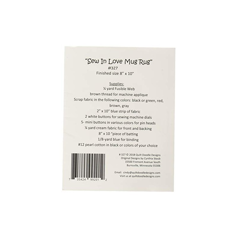 Quilt Doodle Designs Sew In Love Mug Rug Pattern