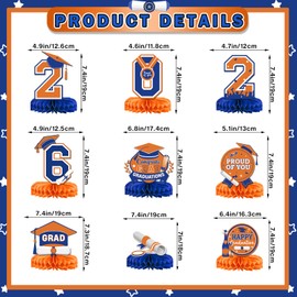 Blue and Orange Graduation Decorations 2026 Orange and Blue Graduation Centerpieces for Tables 2026 Graduation Table Decorations 2026 Class of 2026 Decorations