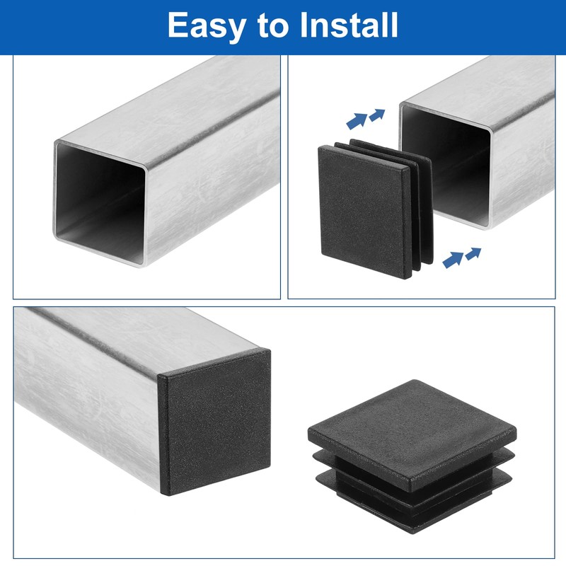 uxcell 3/4" (20mm) Square Tubing End Caps, 50 Pcs Plastic