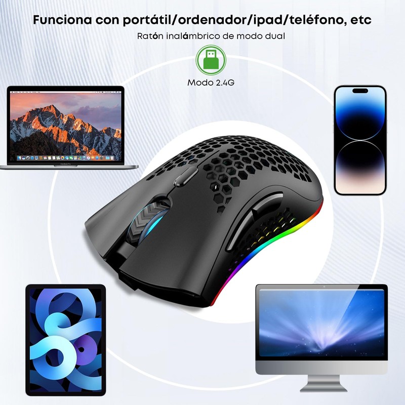 K SNAKE Ratón Ergonómico para Juegos con dpi Ajustable 800/1200/3000,