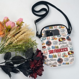 UJIMS San Francisco Souvenir San Francisco Trip Crossbody Bag San Francisco Landmarks Gifts California State Map Gift (SFCBag)