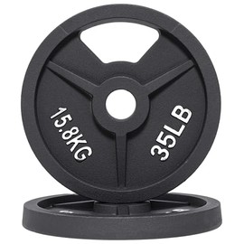 Fitvids Olympic Cast Iron 2-Inch Weight Plate for Strength Training & Weightlifting, Multiple Weights Available, 35LB (Single)