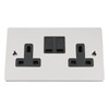 Wall Socket Double / 2 Gang - Polished Chrome Flat