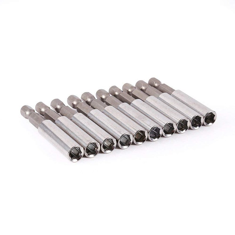 10Pcs 1/4in Screwdriver Extension Socket Drill Bit Holder, Magnetic Hex