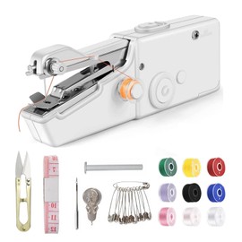 MUYAPAY Portable Mini Sewing Machine, Portable Electric Sewing Machine with Quick Sewing, Portable Sewing Machine for Fabrics, Clothes, Fabrics, Cutain, DIY Home Travel
