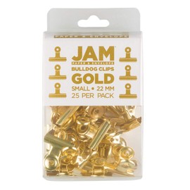 JAM PAPER Metal Bulldog Clips - Small - 22mm - Gold - 25/Pack