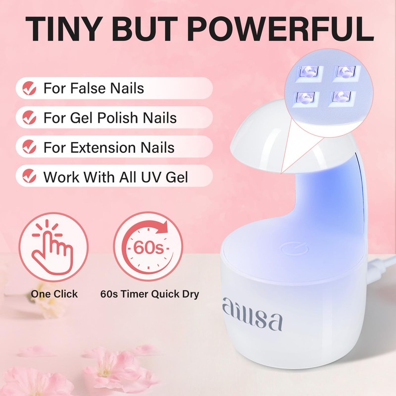 AILLSA Extra Short Coffin Gel Nail Kit 240pcs Full Nail