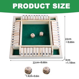 Elfclove shut the box game2-4-Player Shut The Box Wooden Table Game Classic Dice Board Toy,for Kids Learning Addtion Adults Classroom Home Party Pub
