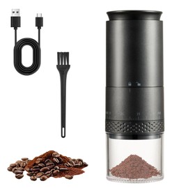 Tragbare Kaffeemühle, Elektrische Kaffeemühle mit 38 Einstellbaren Mahlgraden, USB Wiederaufladbare Kaffeemühle 5-Klingen-Keramik-Kegelmahlwerk für Kaffeebohnen Gewürze