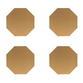 4 PCS Gold Octagonal Cup Coasters, 9.5cm Stainless Steel Coasters, Heat Resistant Table Protector