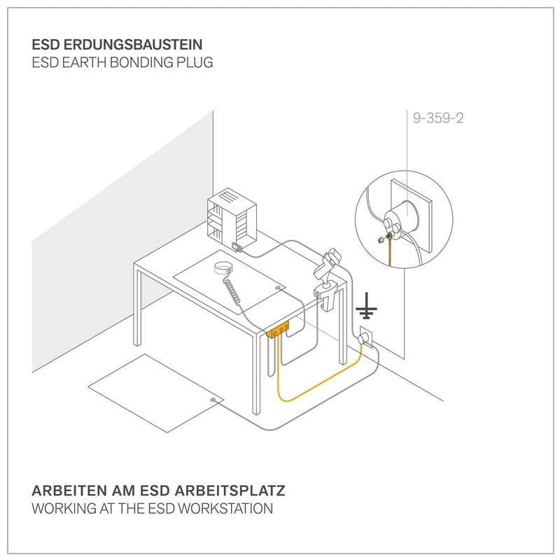 Bernstein ESD Grounding Block, Earth Box with Cable and 3