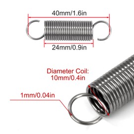 GUNGY Tension Springs with Hooks Stainless Steel Tension Spring 40 mm Outer Diameter 10 mm Wire Diameter 1.0 mm Maximum Tensile Force 1.5 kg 1.0 x 10 x 40 mm Pack of 10
