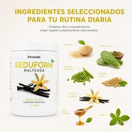 REDUFORM Malteada Vainilla  Suplemento Alimenticio  Protena Vegetal con Amaranto y Nopal  8 g de Protena por Porcin  Sin Azcar Aadida  630 g (21...   