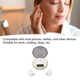 Yunseity Mini Bluetooth Earbuds, in Ear Stereo Earphones with Digital Display Charging Case, Invisible Mini for Sleep Work Music (White)