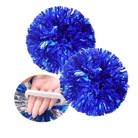2Pcs Cheerleader Pom Poms,Cheerleading Pom Poms,Hand Flower Pompom,Metallic Foil Cheer Pom,Cheering Squad Pompoms Handheld Cheerleader Pompom Metallic Foil and Plastic Ring Pompom for Kid Adult,Mix A
