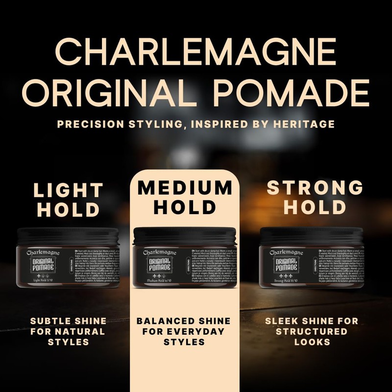 Charlemagne Original Pomade, Water-Based Pomade for Men, Perfect & Strong