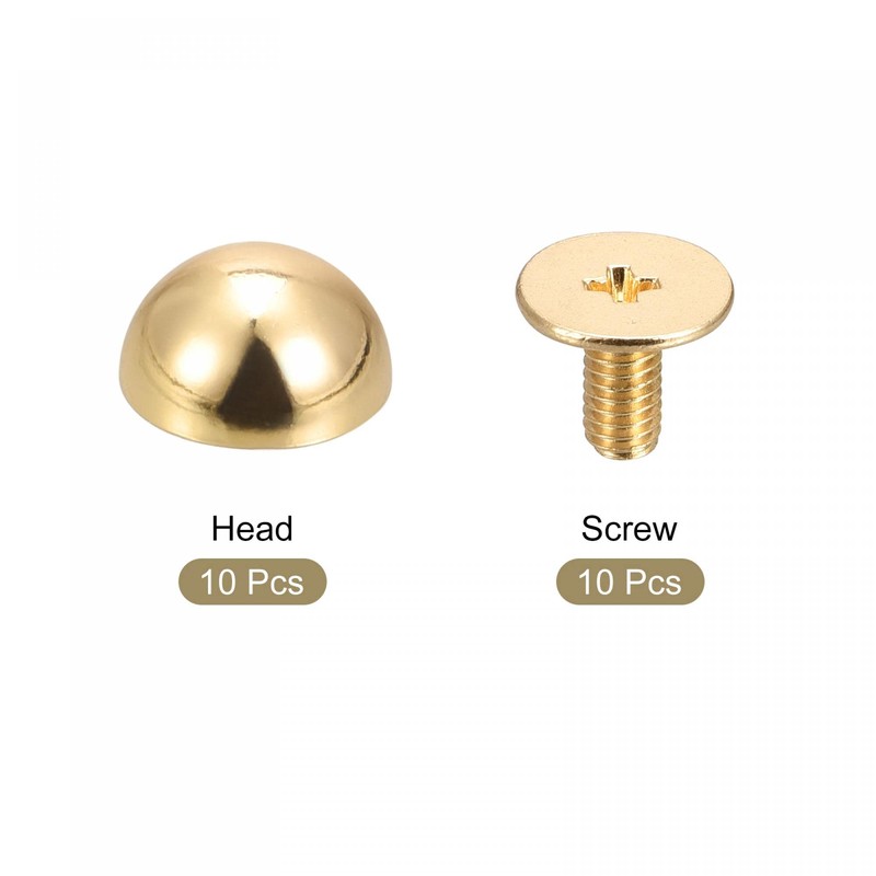 sourcing map 10x6mm Screw Back Rivets Solid Round Head Leather