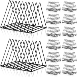 Shimeyao 14 Pcs Vinyl Record Holder Triangle File Magazine Dividers Metal Book Storage Rack Multifunction Triangle File Organizer Stand Sorter for Decor Home Office