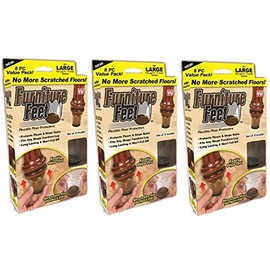 Furniture Feet Flexible Floor Protectors, Clear, Woven Fiber, Plastic, Round, 24 Pack