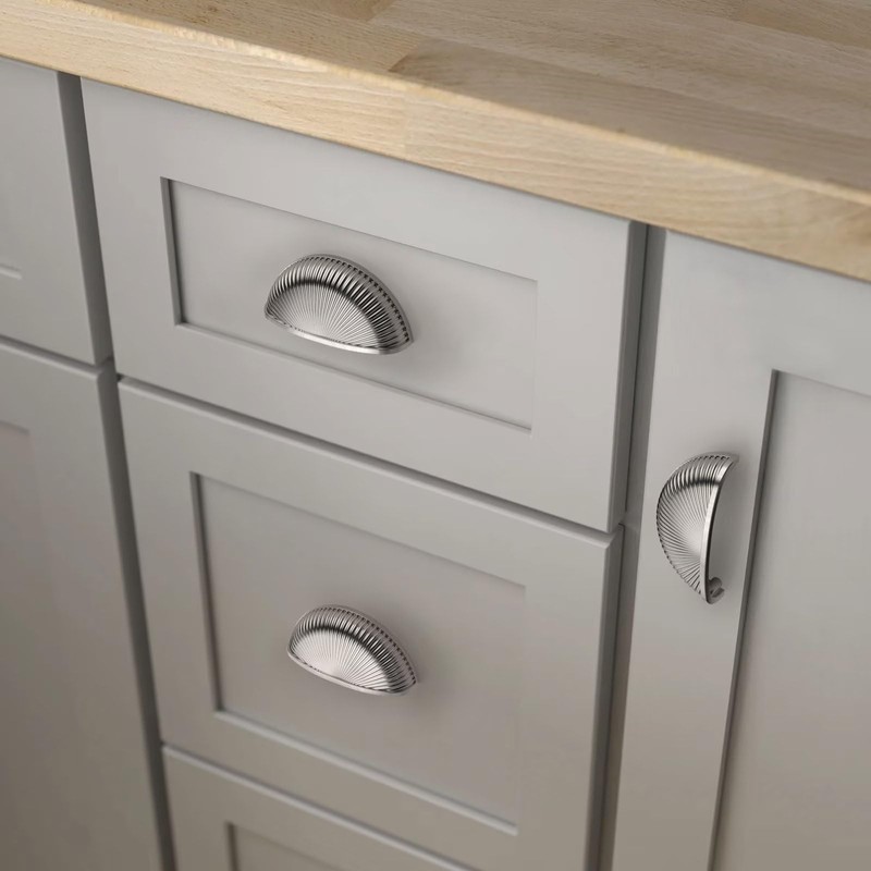 9BUILD 6 Pack Brushed Satin Nickel Retro Door Handle Shell