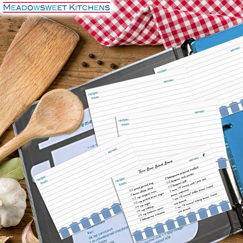 Meadowsweet Kitchens Recipe Card Set - 25 Double Sided Recipe