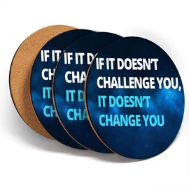 Great Coasters (Set of 4) Round - Fitness Motivation Quotes Gym Drink Glossy Coasters/Tabletop Protection for Any Table Type #45026