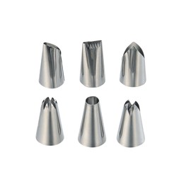 Tiger Crown Base, Silver, 1.0 x 1.6 inches (26 x 40 mm), New Wide Piping Tip, 6P, Stainless Steel, 393, 6 Pieces