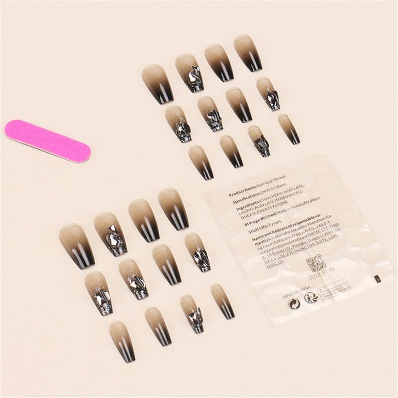 Nail Tip, False Nail, Nail Tip, Stylish, Black, Long, Easy