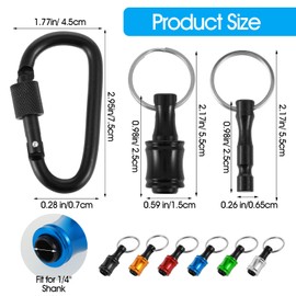 6PCS Bit Holder Key Chain 1/4 Socket, Hex Shank Drill Bit Holder for Impact Driver Drill Bit Keychain Extension Bar Quick Release Screwdriver Bit Holders for Tools and Gifts for Men