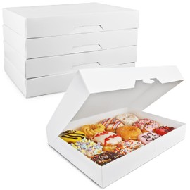 Fit Meal Prep 100 Pack 15x11.5x2.2'' White Bakery Box - Holds 12 Donuts, Auto-Popup Cardboard Gift Packaging and Baking Containers, Cookies, Brownies, Pastry and Bread Boxes