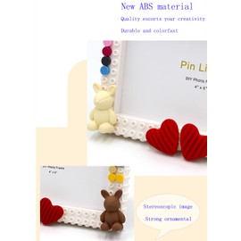 NIETEIN Kid Cute Friendly Picture Frame Craft Fun Building Block Boys Photo Frame Making Kit Desktop and Wall Decorate Child Room Decor Art Birthday Gifts for Girls (Love Moss Code)