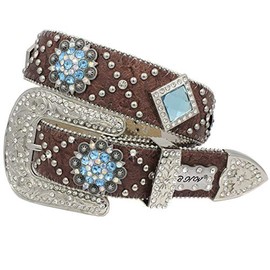 1313 - Cinturones de piel de vacuno de color blanco exótico para vaqueras, 1322-marrón-azul, S