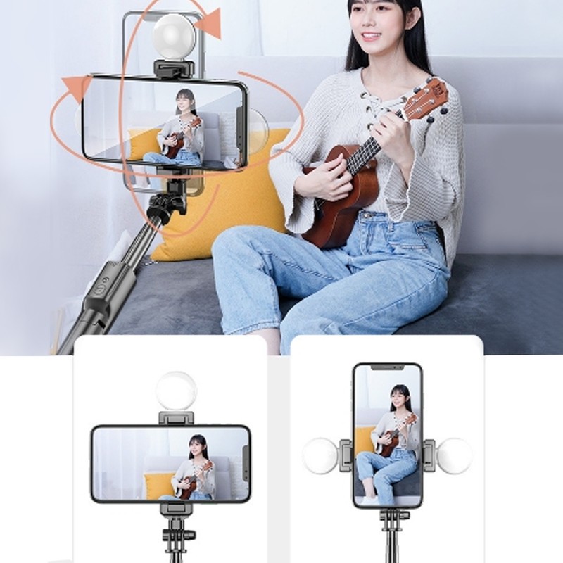 Selfie Stick Handheld MultiFunctional Foldable Live Tripod Portable Double Fill