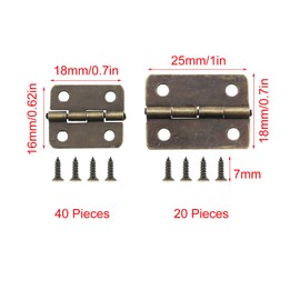 Guifeng 60PCS 25x18mm and 18x16mm Vintage Metal Decorative Rounded Hinge Small Hinges with Screws Suitable for Door Cabinet Crafts Wooden Jewellery Box Decoration