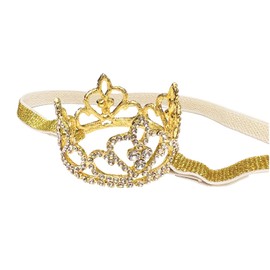 ELEMIRSA Baby Girl Infant Toddler Crystal Crown Tiara Gold Headband Baby Photography Headband Props, Gold
