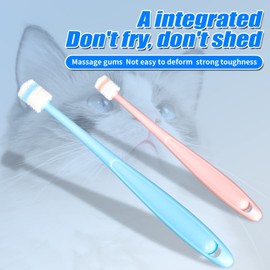 2 pcs Small dog & Cat Toothbrush 360 Degree Soft Silicone, Cat Dental Care, Pet Toothbrush, Oral Hygiene, Easy to Handle, Deep Clean, Independent Packaging, light sky blue & light pink (2 Pack Green)