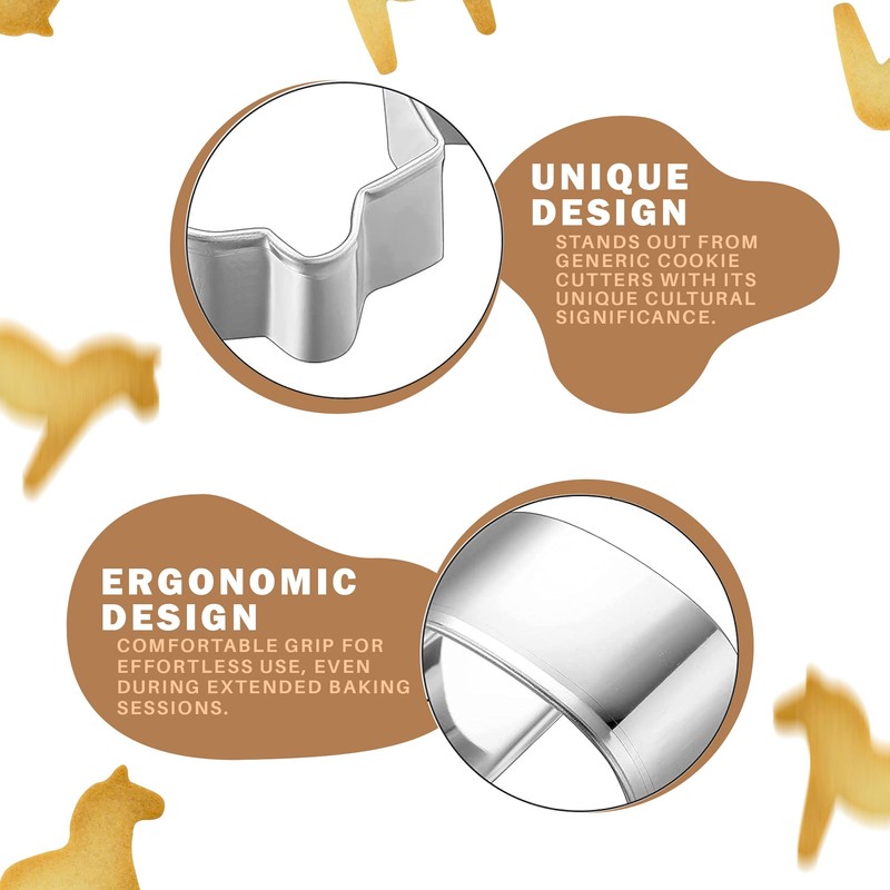 KOLIBROX Dala Horse Cookie Cutter - Traditional Swedish Design Scandinavian