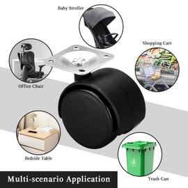 Xpieoyrm Small Swivel Castors for Furniture, Pack of 4 Furniture Castors 50 mm, 2 Wheels with Brake, 2 without Brake, Transport Wheels for Indoor and Outdoor Use, 360° Rotatable Swivel Castors for