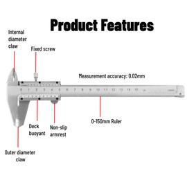 Calibre Vernier de 6 Pulgadas/150 mm Micrómetro de Acero Al Carbono Micrómetro para Mediciones Exterior Interior Profundidad con Caja de Almacenamiento