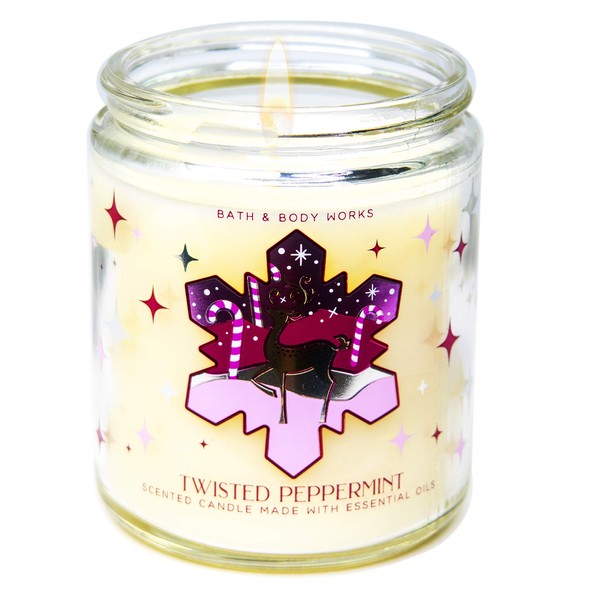 White Barn Bath and Body Works, 1-Wick Candle w/Essential Oils - 7 oz - 2020 Holidays Scents! (Twisted Peppermint)