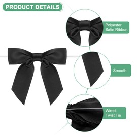 M METERXITY 50-Pack Satin Ribbon Twist Tie Bows, 3.5 Inch Bow Twist Ties, Satin Ribbon Black Bows for Craft DIY/Baked Goods/Hair Bow Sewing/Wedding/Birthday/Party