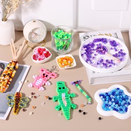 Pony Beads Bulk, 3400pcs+ Kandi Beads for Bracelets, Funtopia 36 Colors Plastic Beads for Craft, Rainbow Hair Beads for Braids, Colored Beads for DIY Projects Jewelry Making (6x9mm)